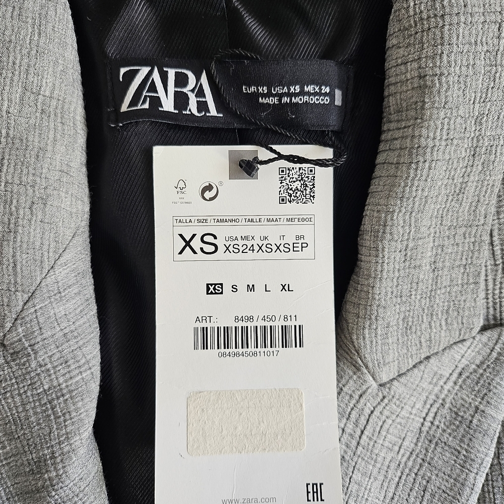 New Zara Double Breasted Textured Weaver Grey Blazer/Jacket Groufit NWT XS - Picture 12 of 15